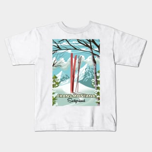 Crans-Montana Switzerland ski poster Kids T-Shirt